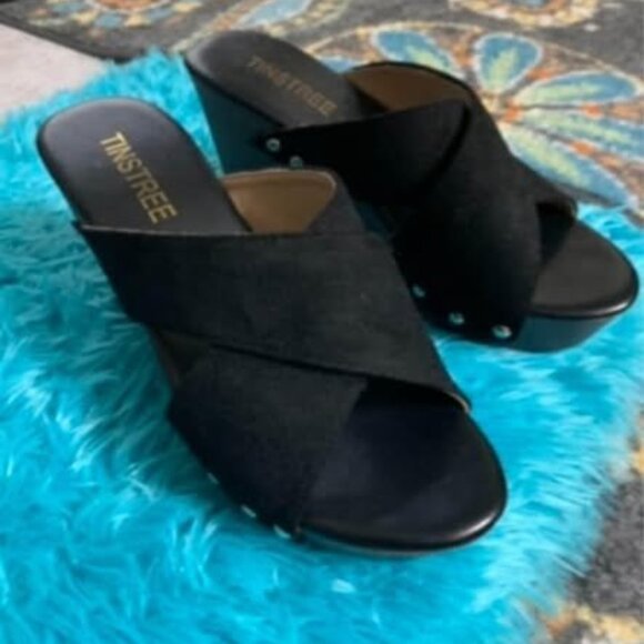 Ladies size 9 black slide shoes - Picture 1 of 8